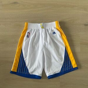 Mens Adidas White, Yellow & Blue Basketball Shorts (Golden State) size S